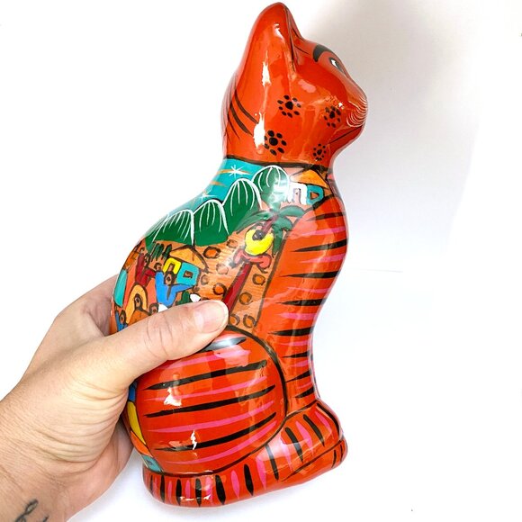 Mexican Hand Painted Folk Art Cat - Picture 2 of 8